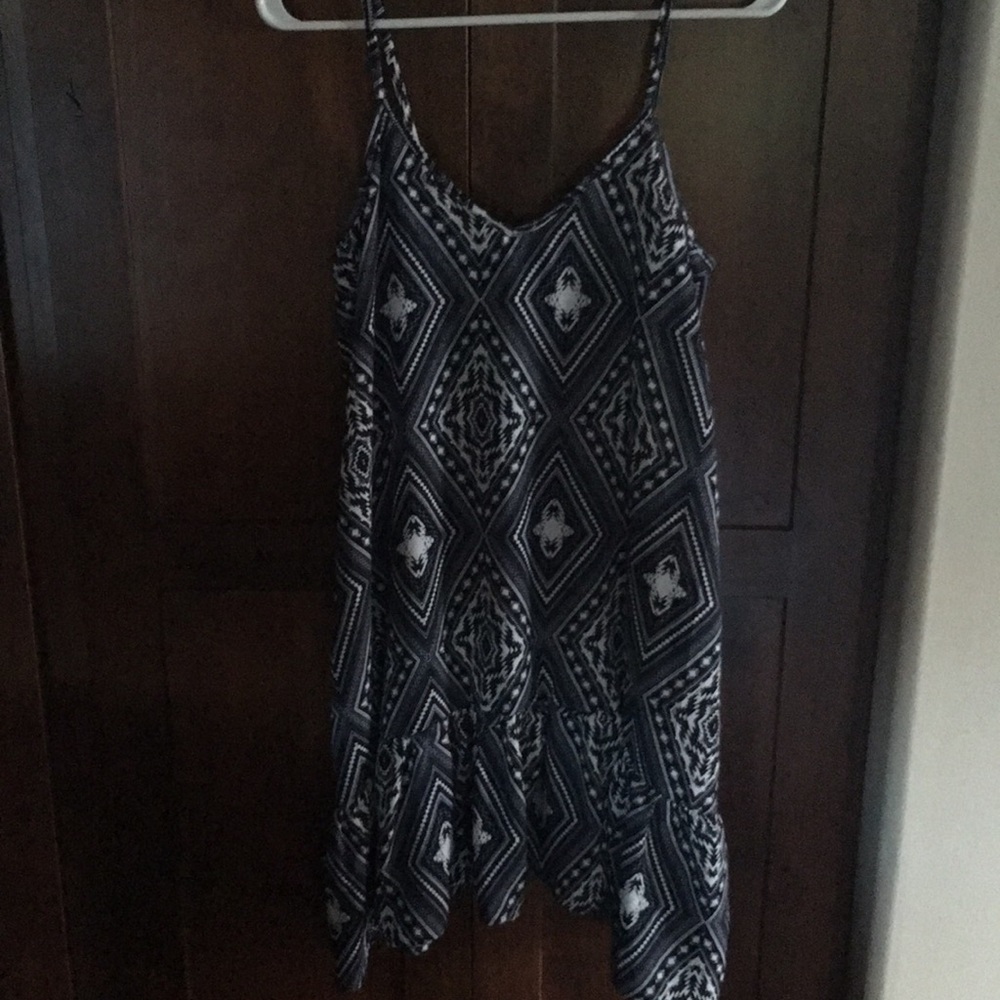 Navy dress with white pattern